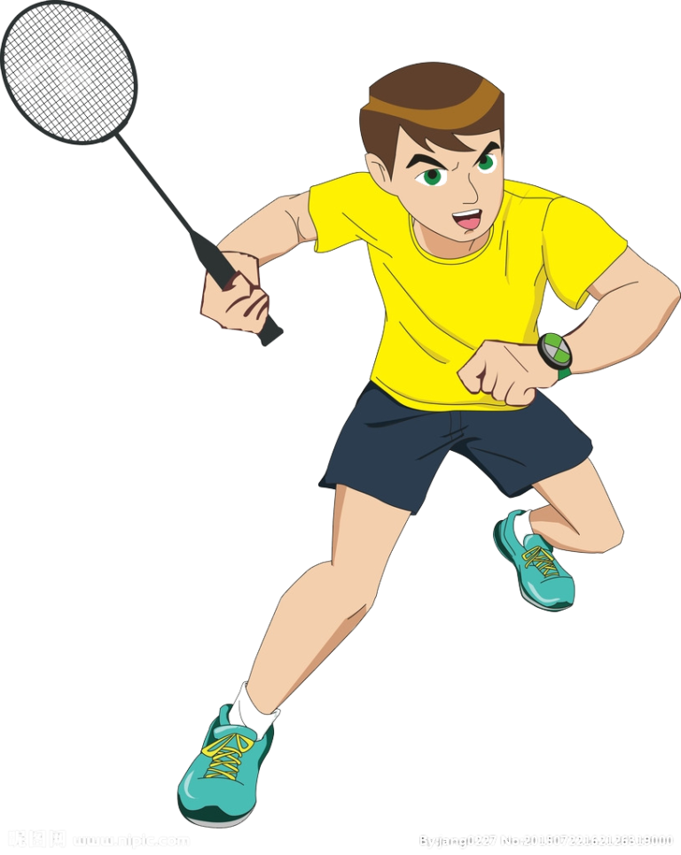 Dessin d'un jeune joueur de badminton