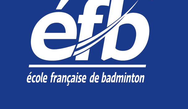 Logo avec efb écrit en blanc sur un fond bleu avec 3 étoiles rouges